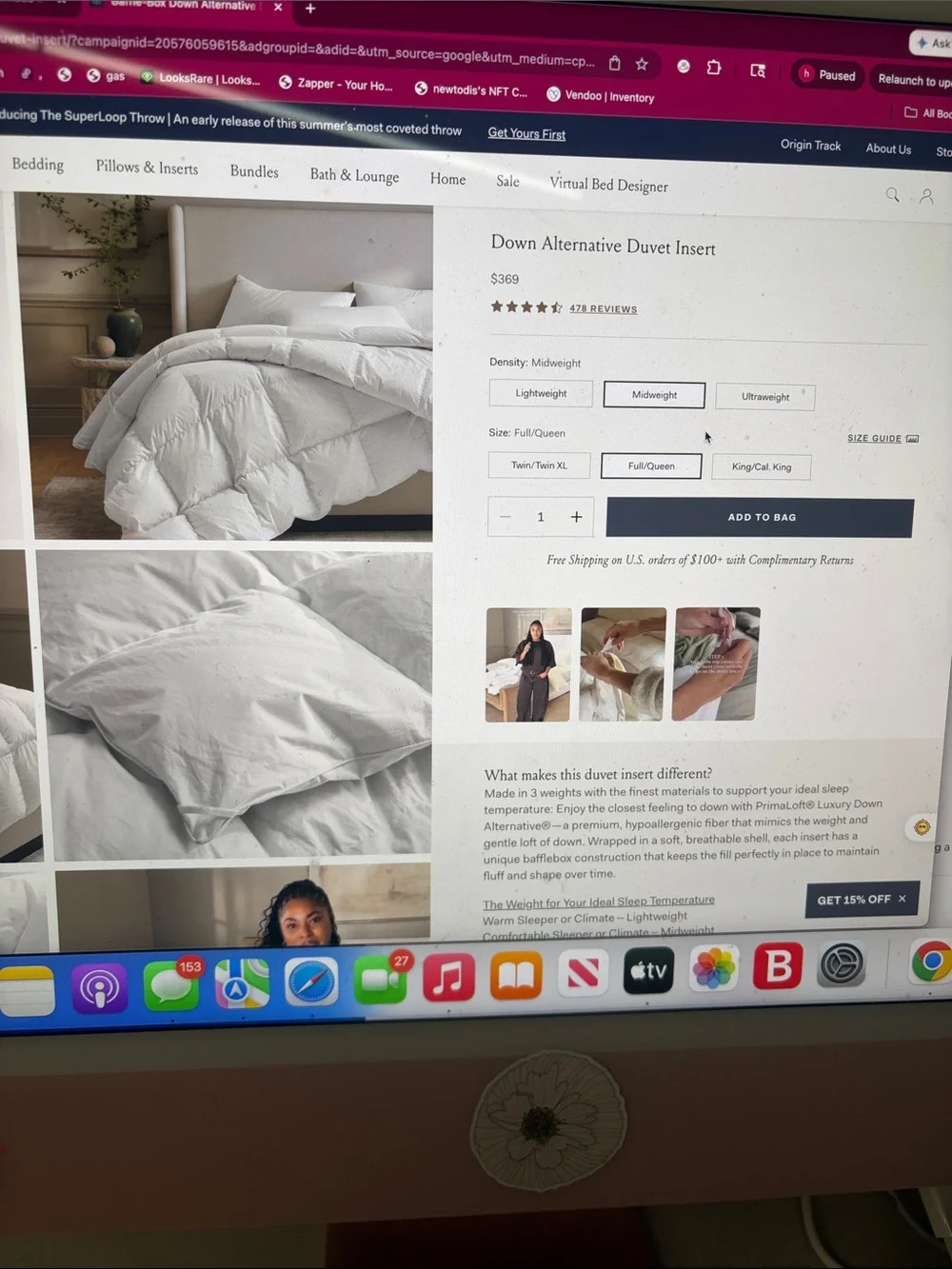 Boll & Branch white comforter
